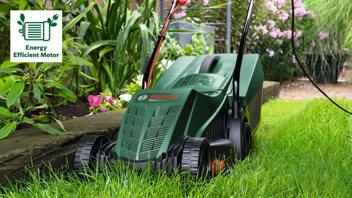 Bosch Tagliaerba/Tosaerba a filo EasyRotak 32-235 (motore da 1.200 W, larghezza di taglio: 32 cm, cesto raccoglierba da 31 l, per giardini di piccole dimensioni)