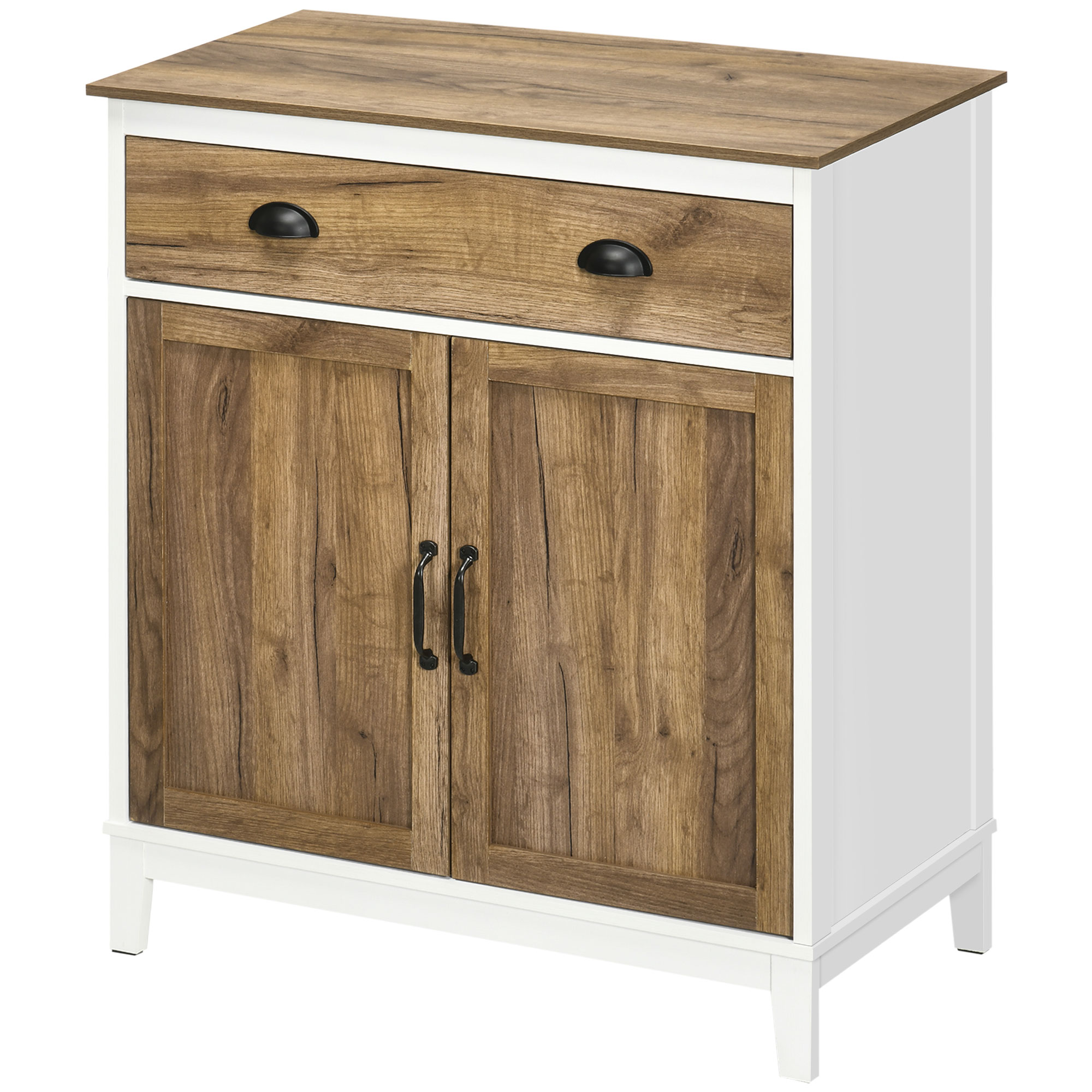 HOMCOM Mobile Multiuso in Truciolato mit Schrank und Schublade im rustikalen Stil, 78,5x39x89,4cm, Weiß