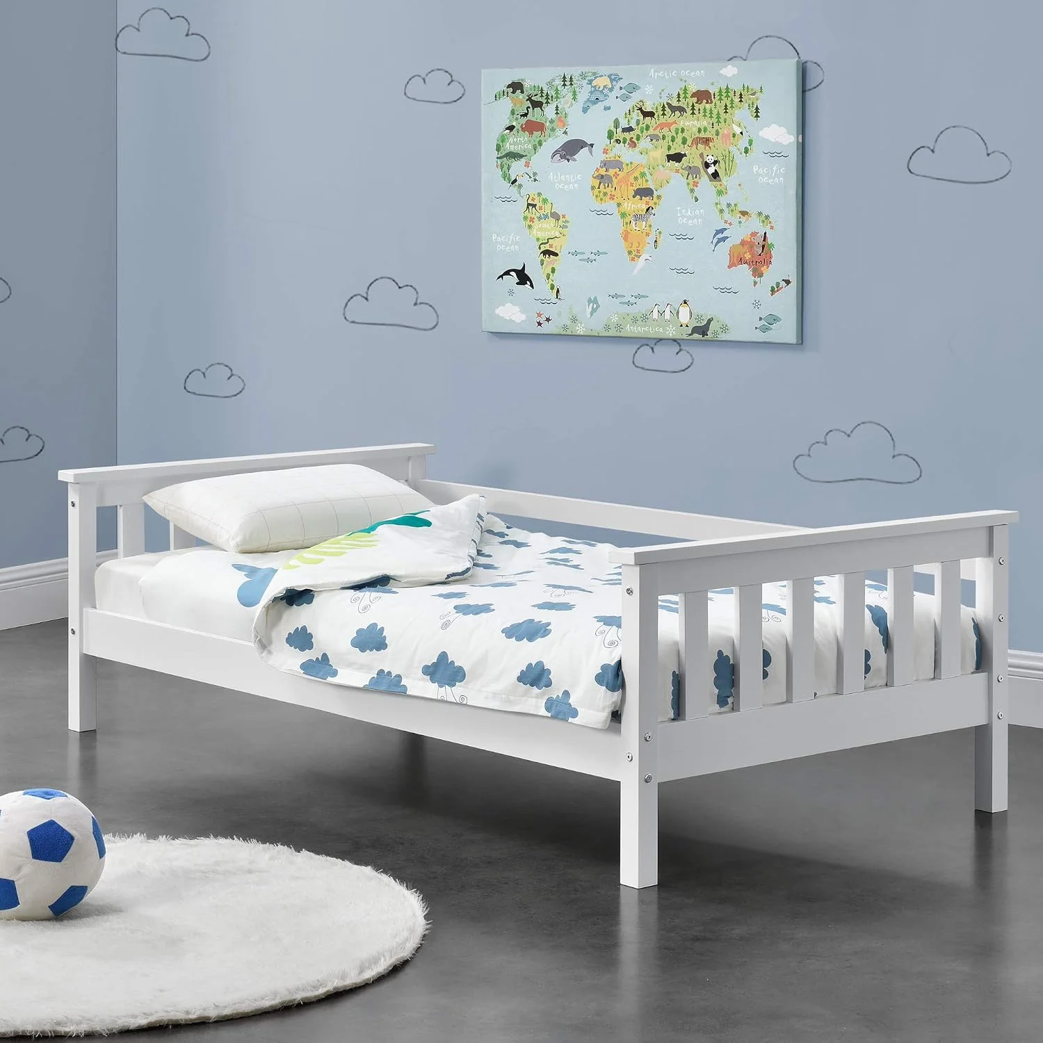 [en.casa] Nuuk Kinderbett aus Kiefernholz mit Stauraum