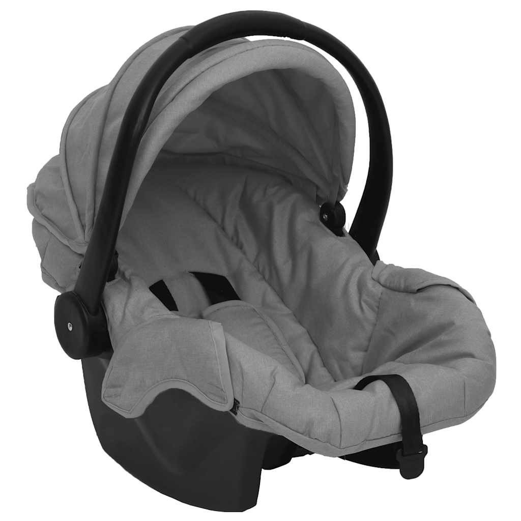 Kinder-Buggy 3-in-1 Kinderwagen Hellgrau und Schwarz Stahl