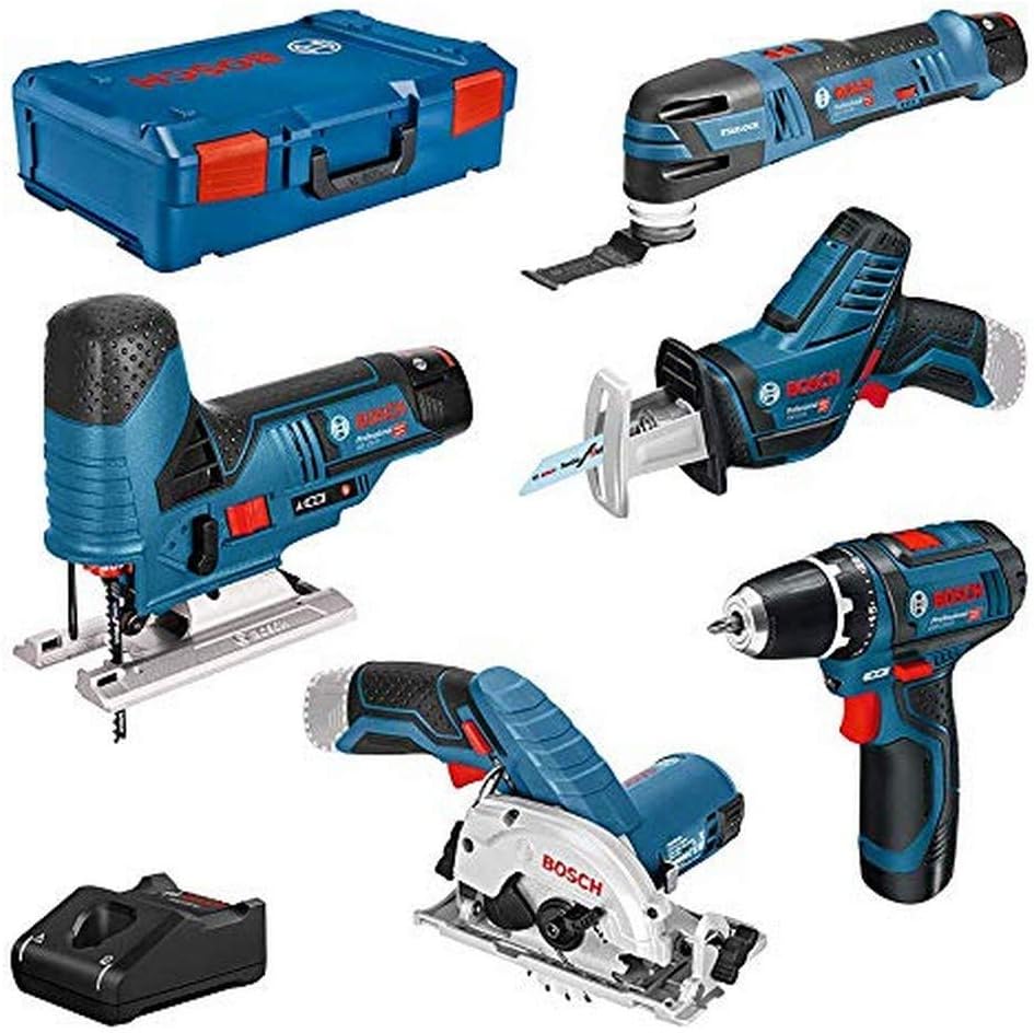 Bosch Professional Säbelsägen, 3.0 Ah, 12 V, Blau/Schwarz, System Combo Kit: GSR -15 + GST -70 + GKS -26 + GSA -14 +