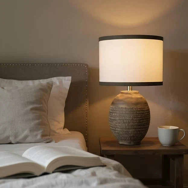 Earthy Tones Ceramic Table Lamp �C Sculptural Base & Matching Shade