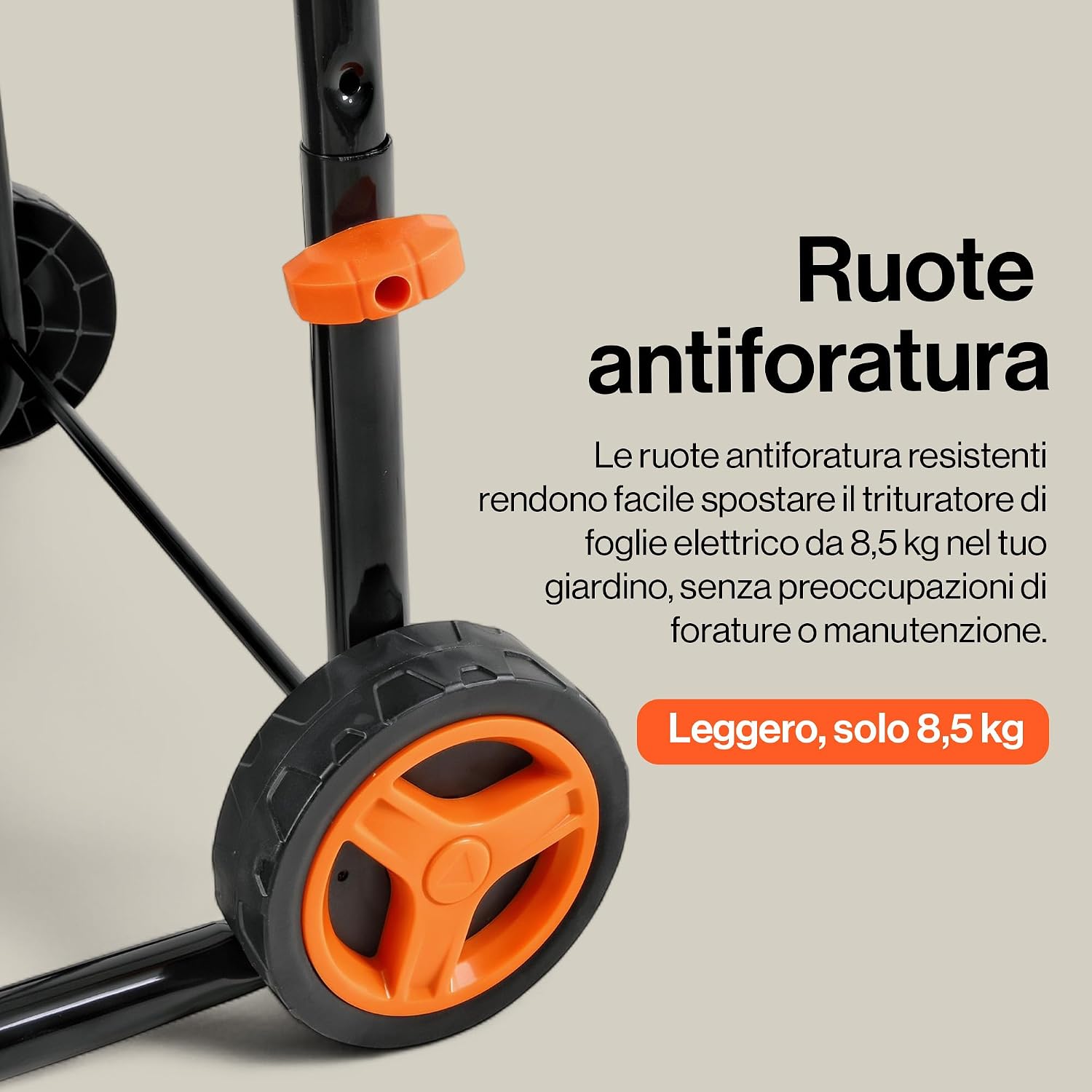 SuperHandy Mulcher & Broyeur sans lame per foglie da giardino – Motore da 1800W, Imbuto da 50 cm, Rapporto di triturazione 16:1, Sacco di raccolta da 80 L, Design leggero da 8,5 kg