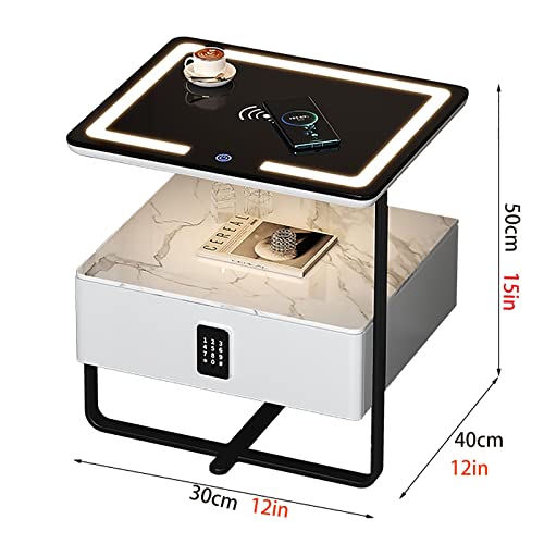 Comodino con Stazione di Ricarica Comodino con Prese E Porte USB Ricarica Wireless Intelligente con Luce Tattile A LED con Cassetti E Barra Luminosa Tavolo in Vetro Temperato (Color : White, Size : Amazon.it: Casa e cucina