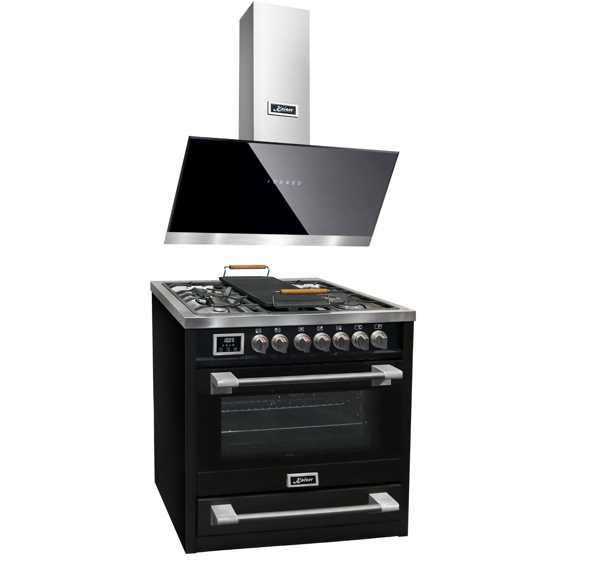 Gasherd-Set Gas Elektro Standherd 90 cm Range Coocker+Dunstabzugshaube,90 cm HGE 93505 S+ AT 9440 ECO.