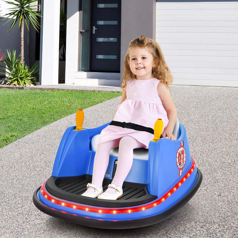 12V Toddler Bumping Car Battery Powered Baby Ride On Bumper Car With Dual Joysticks Flashing Led Light Amp 360 Degree Spin