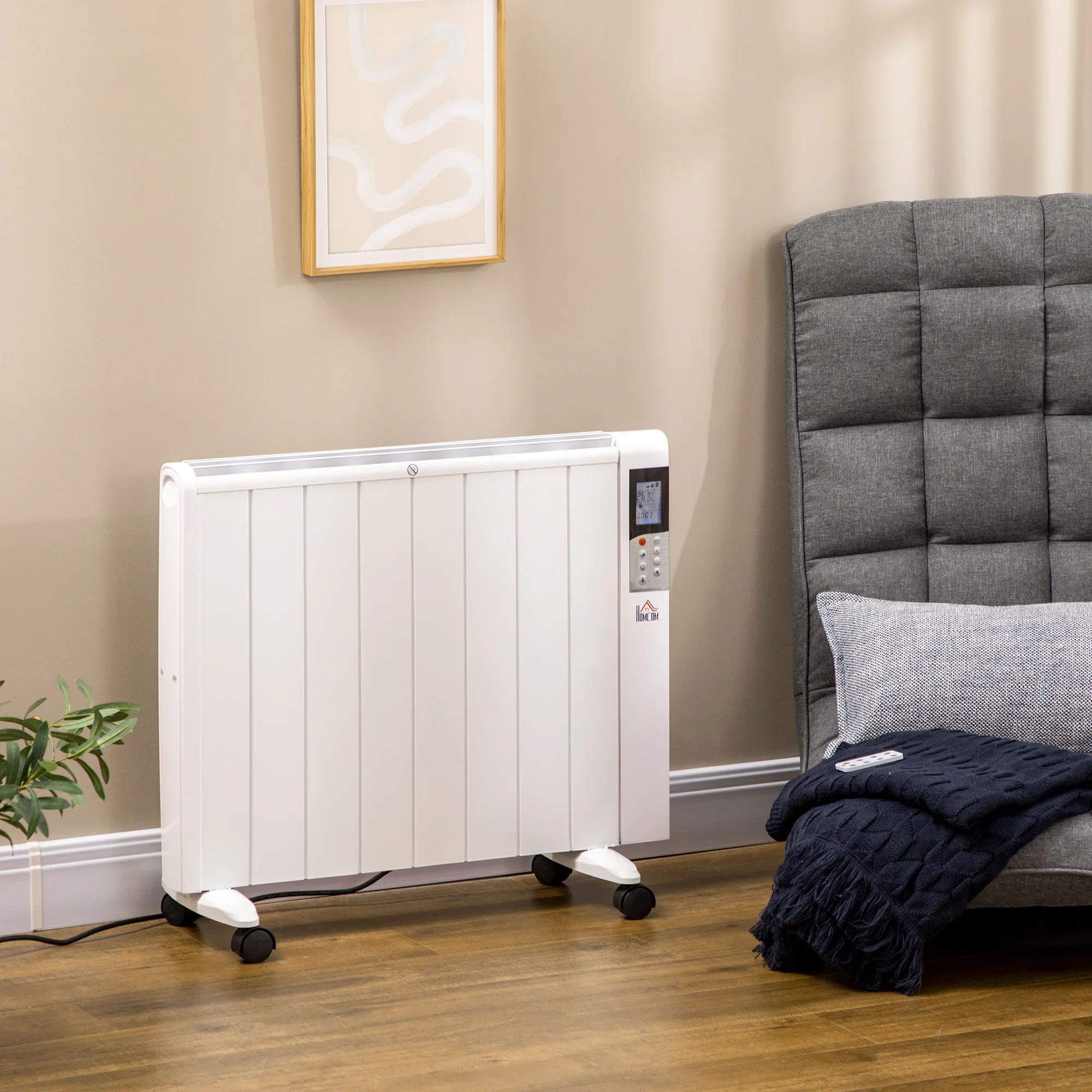 HOMCOM elektrische convector, 2 warmtestanden, afstandsbediening, wit