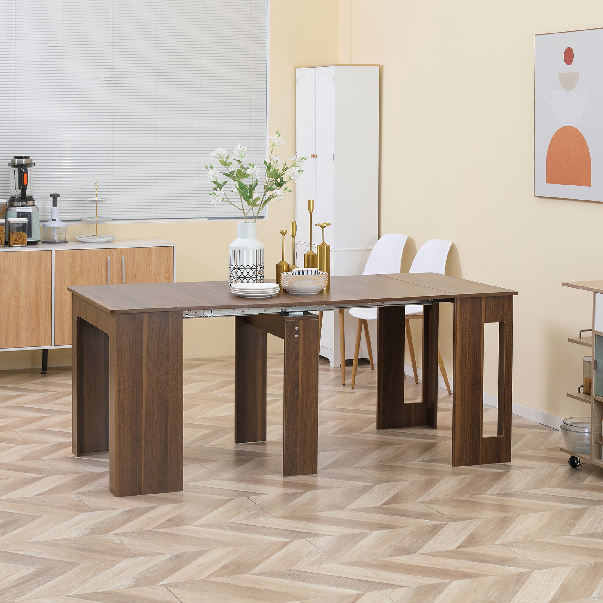 HOMCOM Ausklappbarer Esstisch Ausziehbarer Esstisch  Esstisch, mobil, modernes Design, 180cm x 85cm x 75cm, Braun