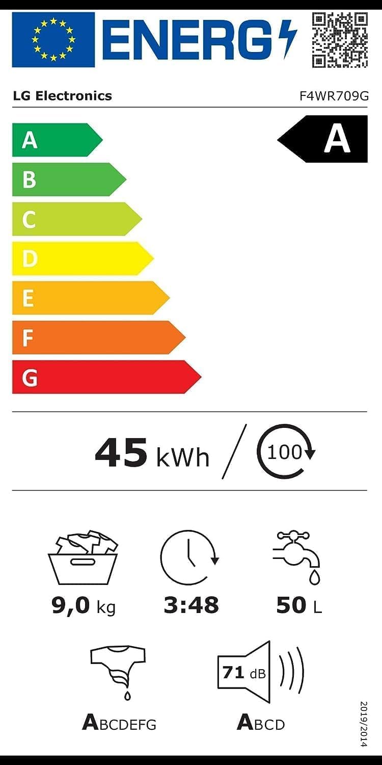 LG F4WV7080, Klasse A, Frontlader-Waschmaschine 8 kg, 1400 U/Min, AI Direct Drive, Wi-Fi, Tiefenreinigung mit Dampf, Groe Kapazitt, TRIPLE A, Auentür aus Sicherheitsglas, 62 x 60 x 85 cm Wei