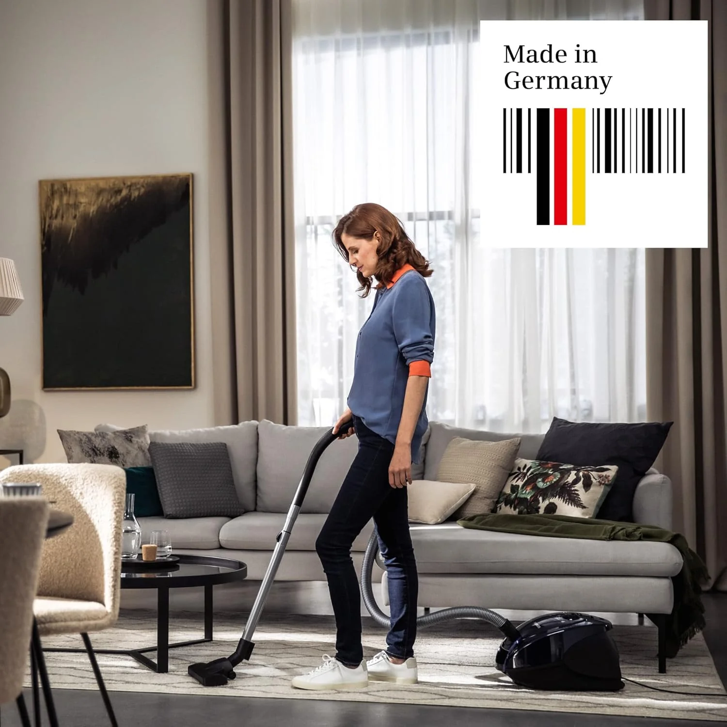 Siemens stofzuiger met zak synchropower VS06A111, stofzuiger, hygi?nefilter, vloermond voor harde vloeren en tapijt, sterke zuigkracht, lange kabel, kierenzuiger, 600 W, blauw