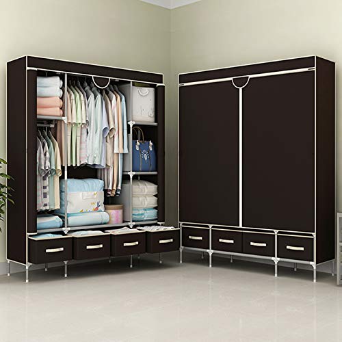 Anmas Power Armadio in tela con 4 cassetti – caffè scuro | grande appendiabiti con appendiabiti e ripiani, 150 x 45 x 170 cm : Amazon.it: Casa e cucina