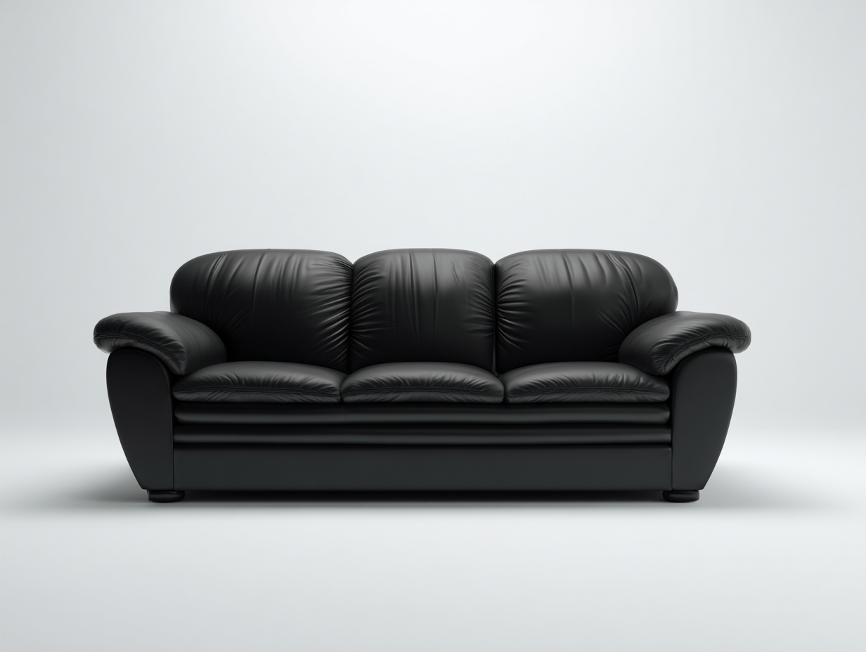 Divano 3 posti in pelle 210x90x85 cm - nero - per soggiorno - design moderno