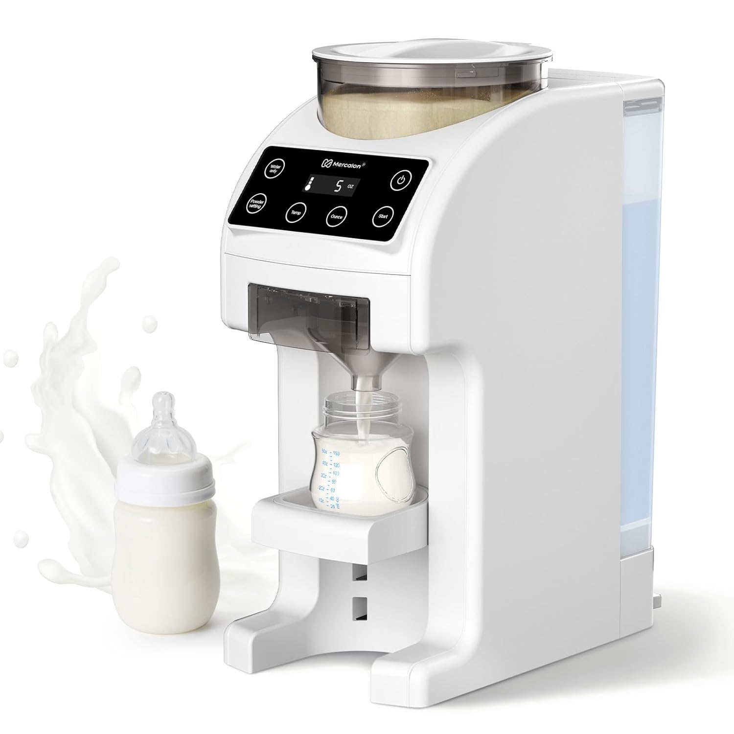Macchina erogatrice di latte artificiale veloce e personalizzabile con controllo accurato della temperatura per neonati, miscelazione automatica della polvere per tutte le marche di biberon e latte artificiale, nero/bianco