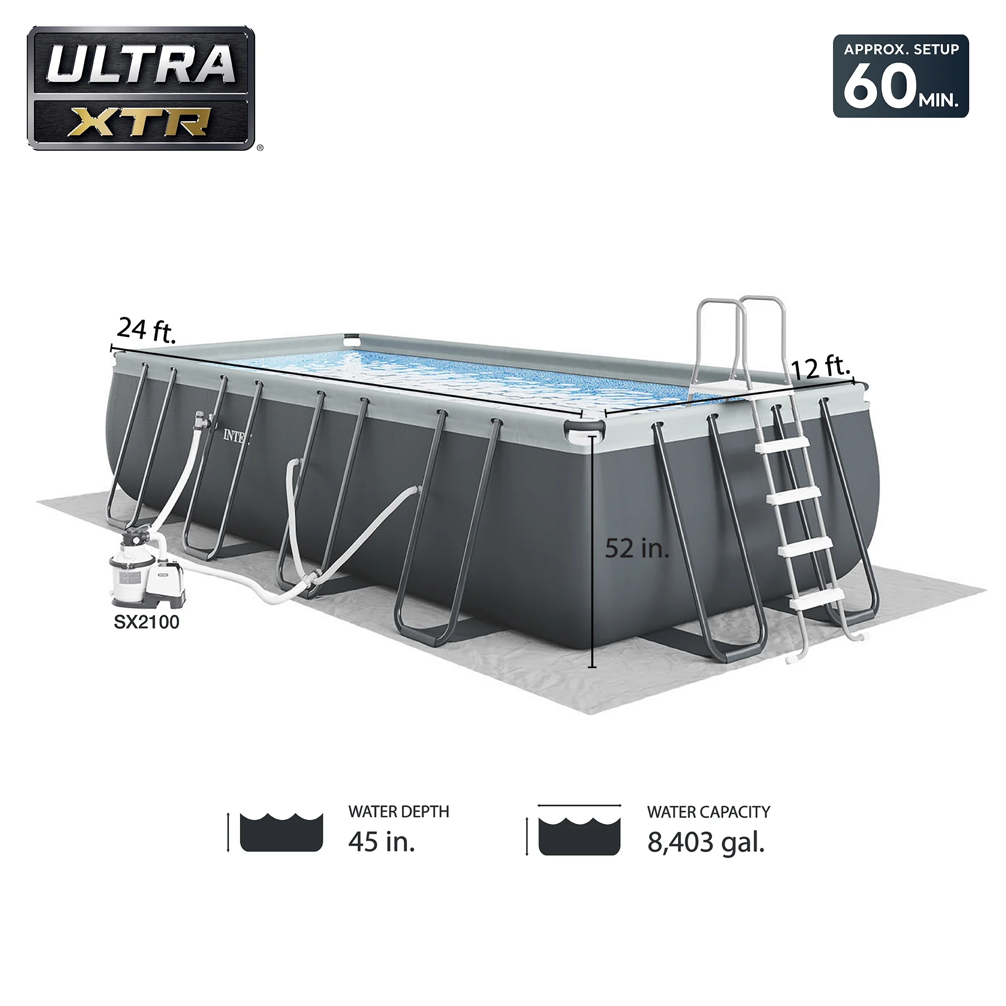 INTEX 24ft x 12ft x 52in Ultra XTR Above Ground Pool, Floats (2 Pack), & Inflatable Cooler