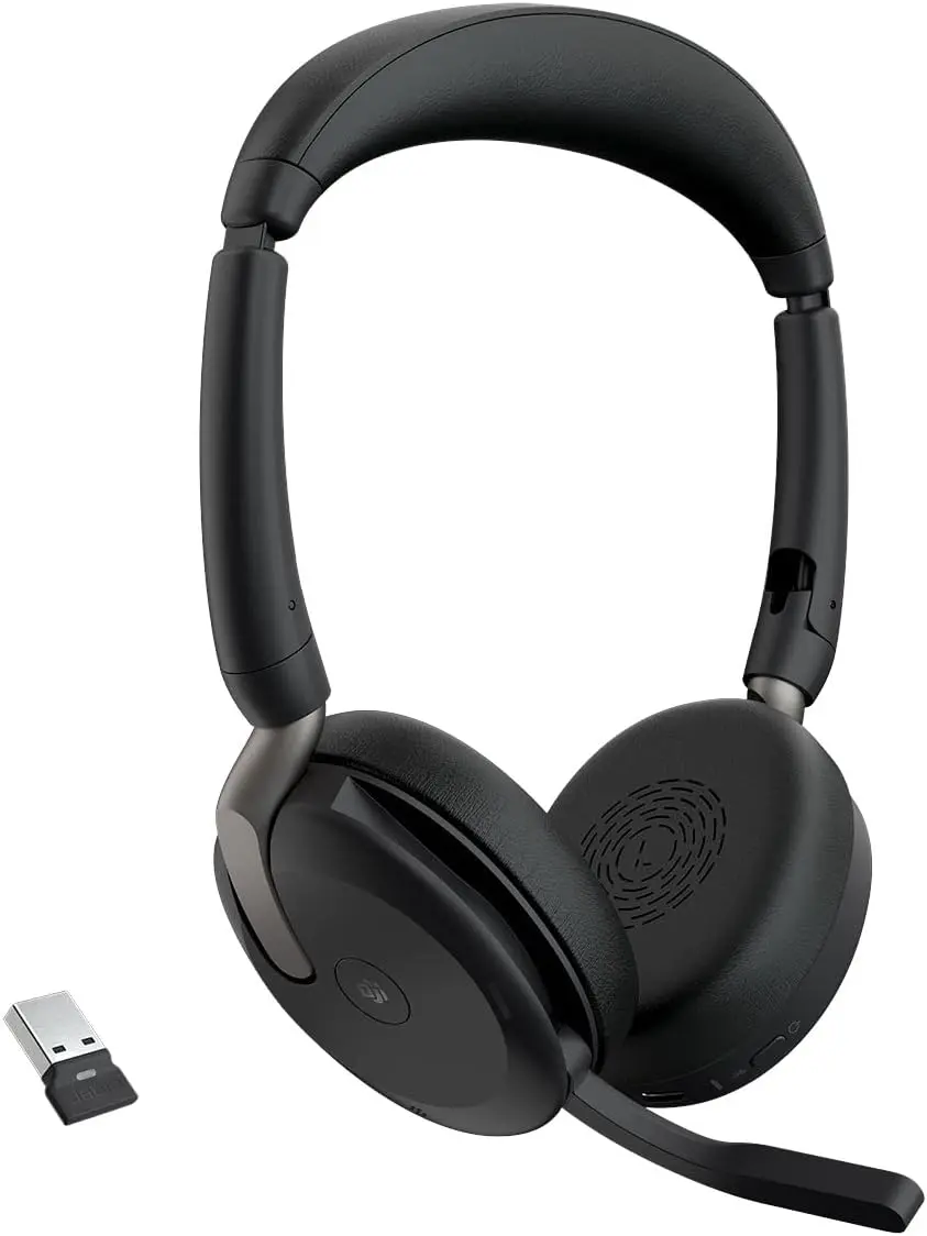 Jabra Evolve2 65 Flex Wireless Stereo Headset   Bluetooth, Noise Cancelling ClearVoice Technology & Hybrid ANC   Certified for Microsoft Teams   Black