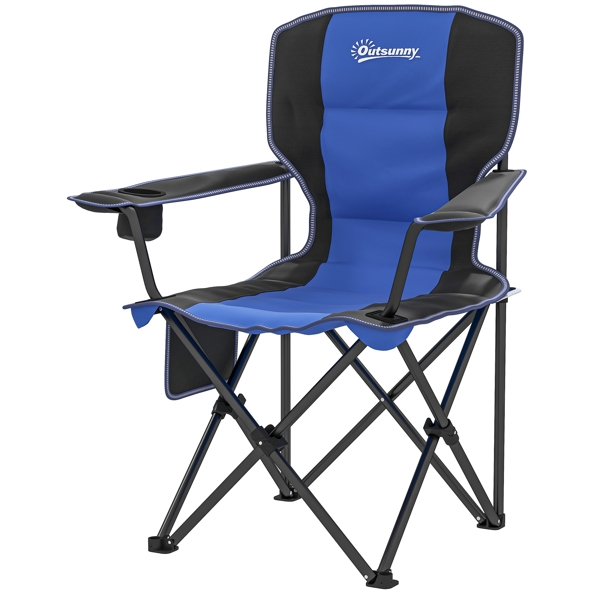 Outsunny Campingstuhl Faltbar mit Tasche und Getränkehalter mit Transporttasche, Blau