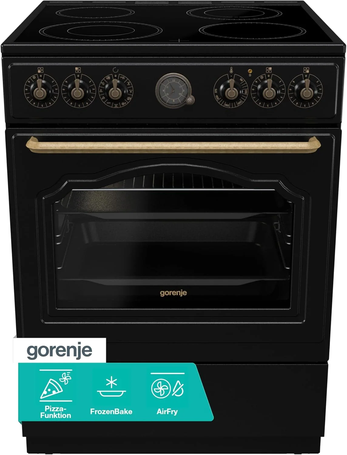 Gorenje Elektroherd, 71 Liter, 60 cm, schwarz, Classico GECS 6 B70CLB Elektrostandherd
