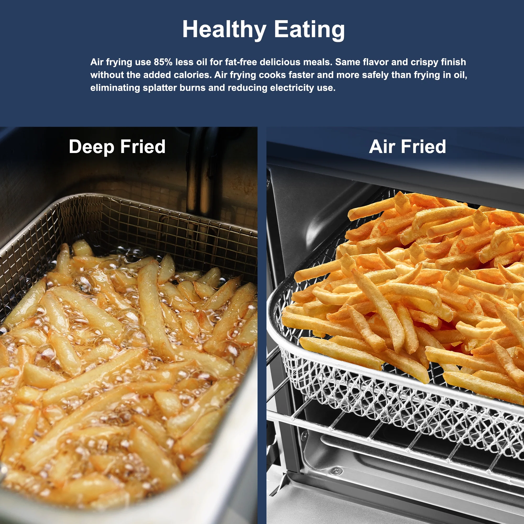 Elite Gourmet Deluxe Air Fryer Oven 25qt, Black - Fast Fry, Bake, Roast, Dehydrate