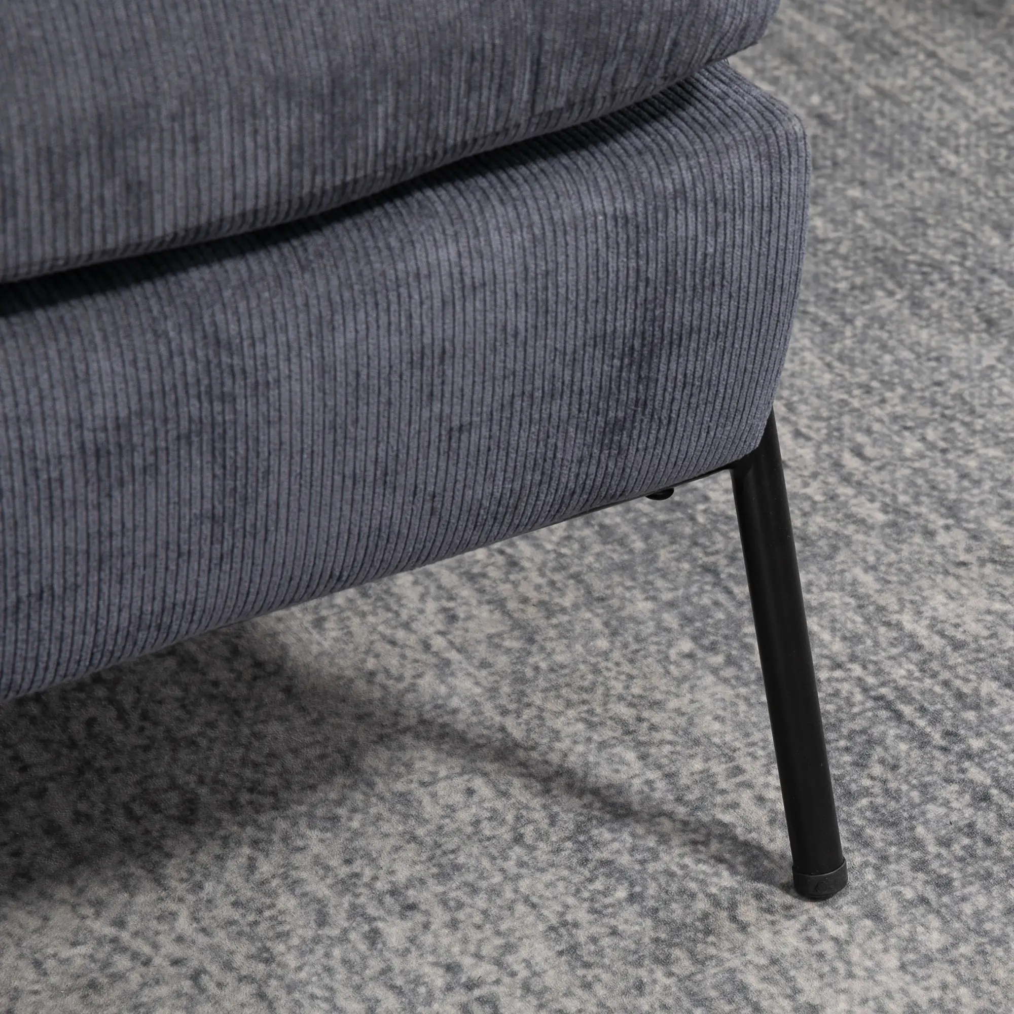 HOMCOM Relaxsessel mit Hocker verstellbare Rückenlehne Set Cord Grau