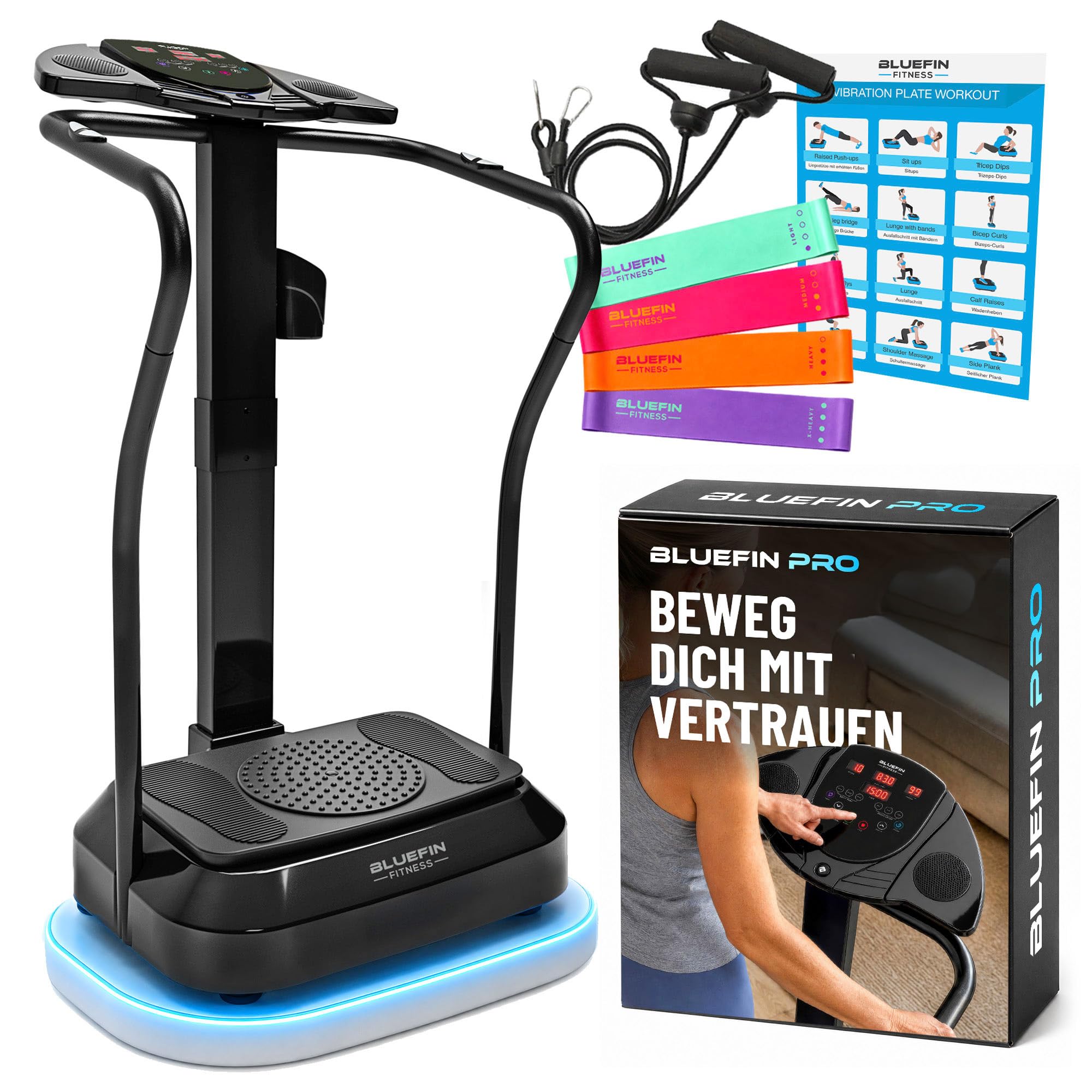 Bluefin Fitness Vibration Plate Pro Model Upgraded Design with Silent Motors and Built in Speakers