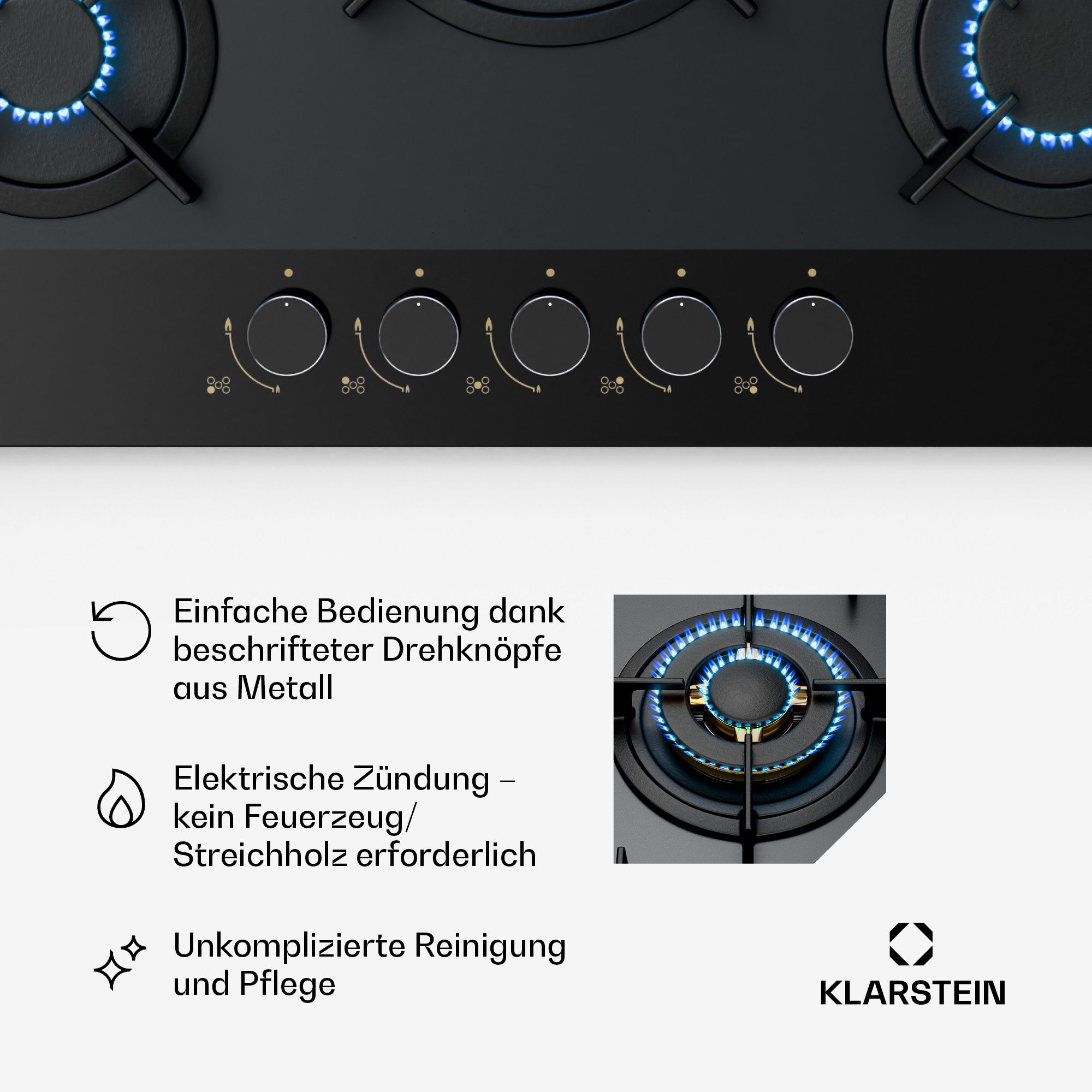 Gas-Kochfeld Goldflame Nano Matte