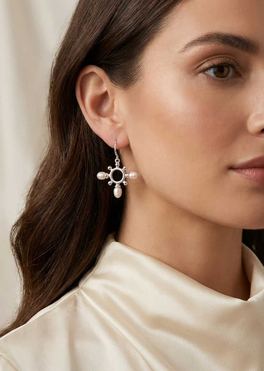 Envy Silver and Pearl Dropper Earrings