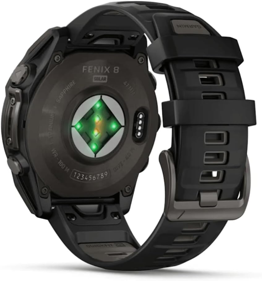 Fenix 8-47 mm, AMOLED, Saphir, Carbongrau, DLC Titan mit schwarz/kieselgrauem Silikon