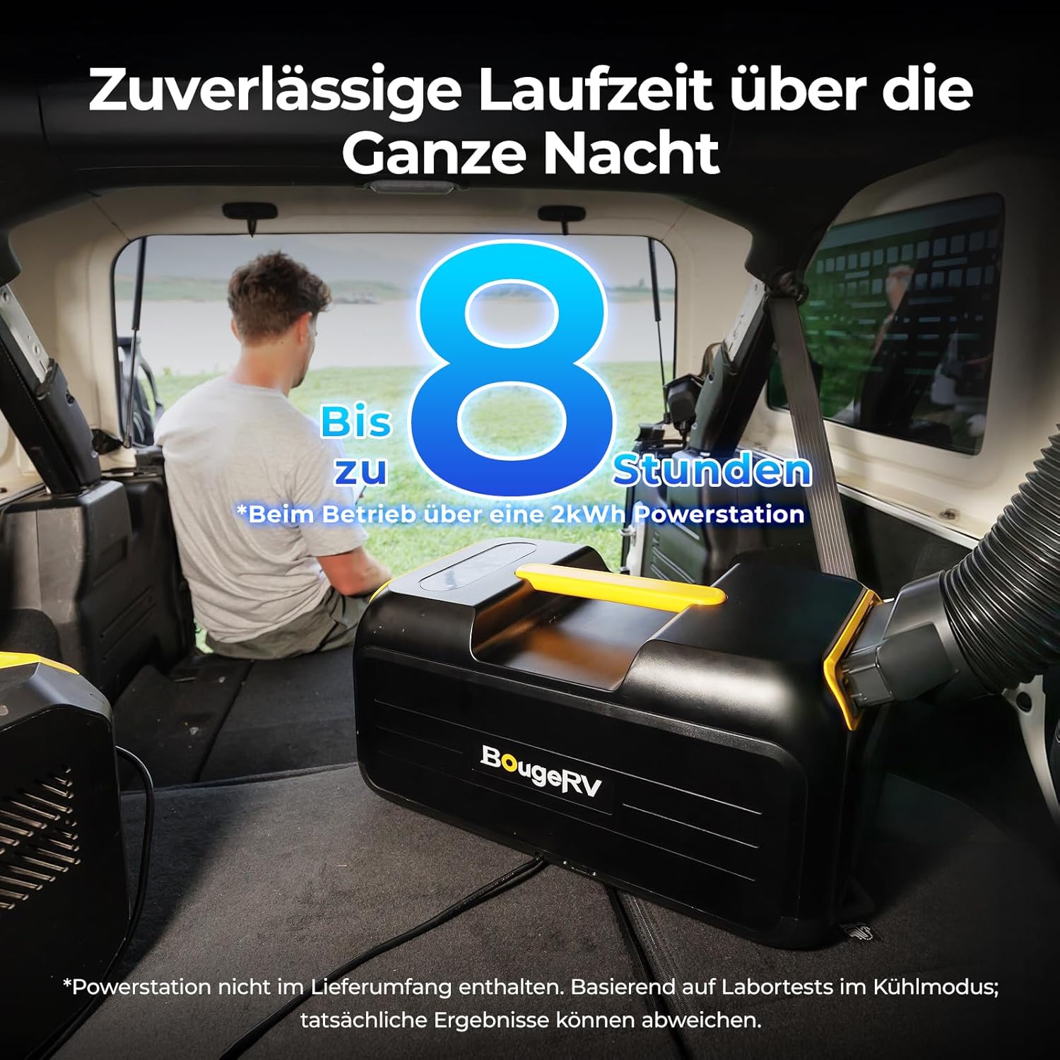 BougeRV Tragbare Klimaanlage für Camping, 3500 BTU Kühlen Mobile Klimaanlage, 10 Minuten Schnelle Kühlung, App-Steuerung, 5 Fach Funktion, R290 Gas, AC 100V-240V, für Zelt, Van