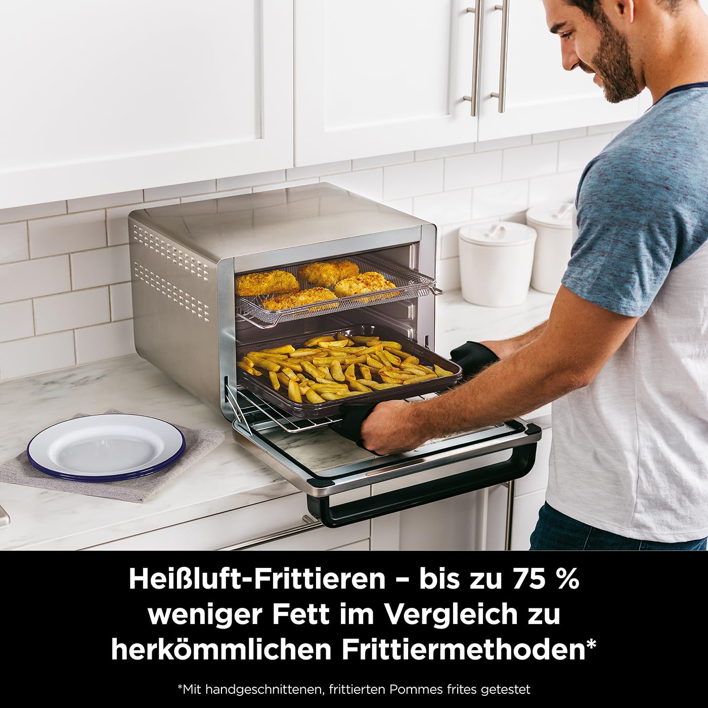 10-in-1 Multifunktionsofen 29 l Mini-Ofen mit Air Fry Grillen und Backen Silber-Schwarz