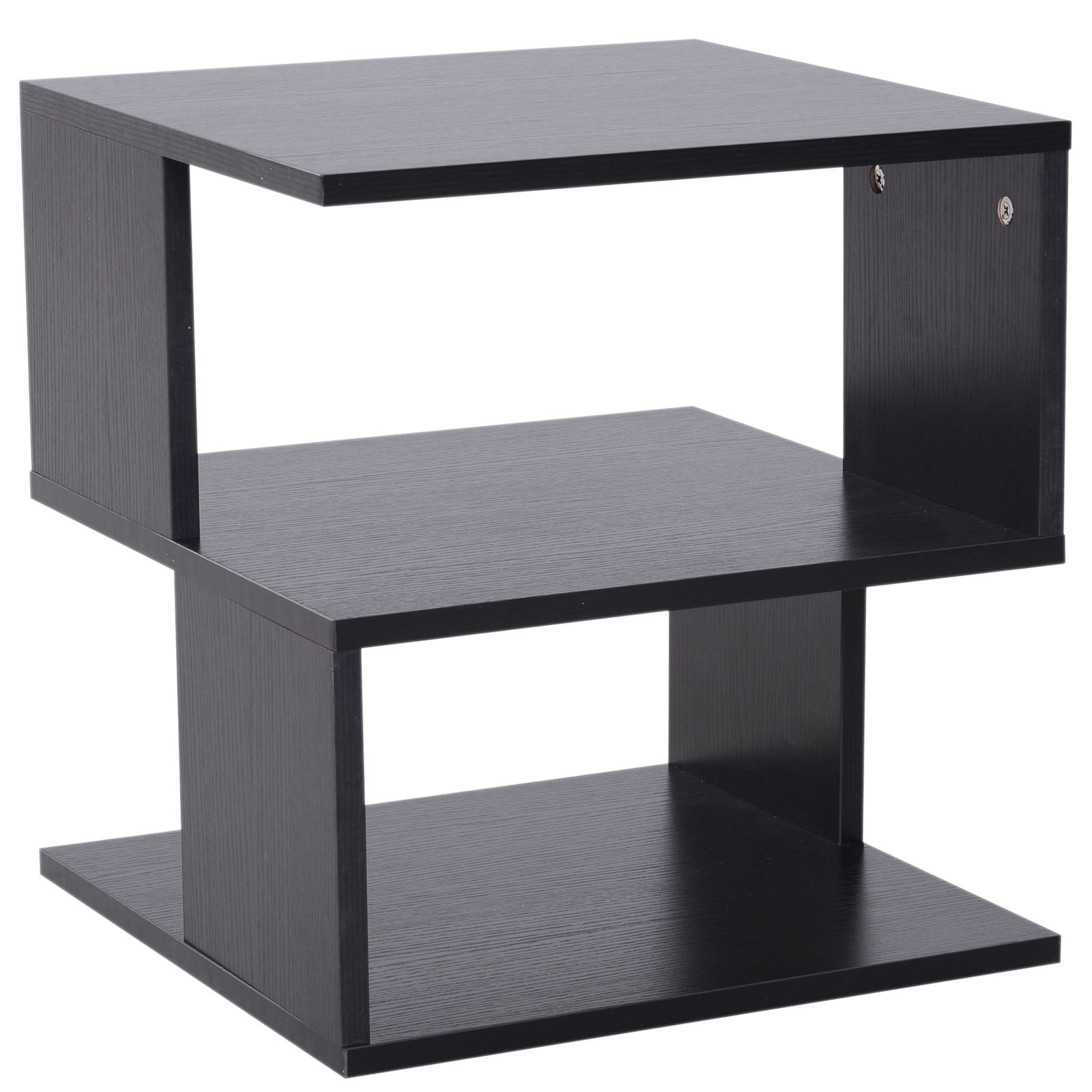 HOMCOM Beistelltisch Betttisch mit modernes Design, Couchtisch für Büro Wohnzimmer Esszimmer Arbeitszimmer, leicht zu montieren, Spanplatte, Schwarz, 40x40x43 cm