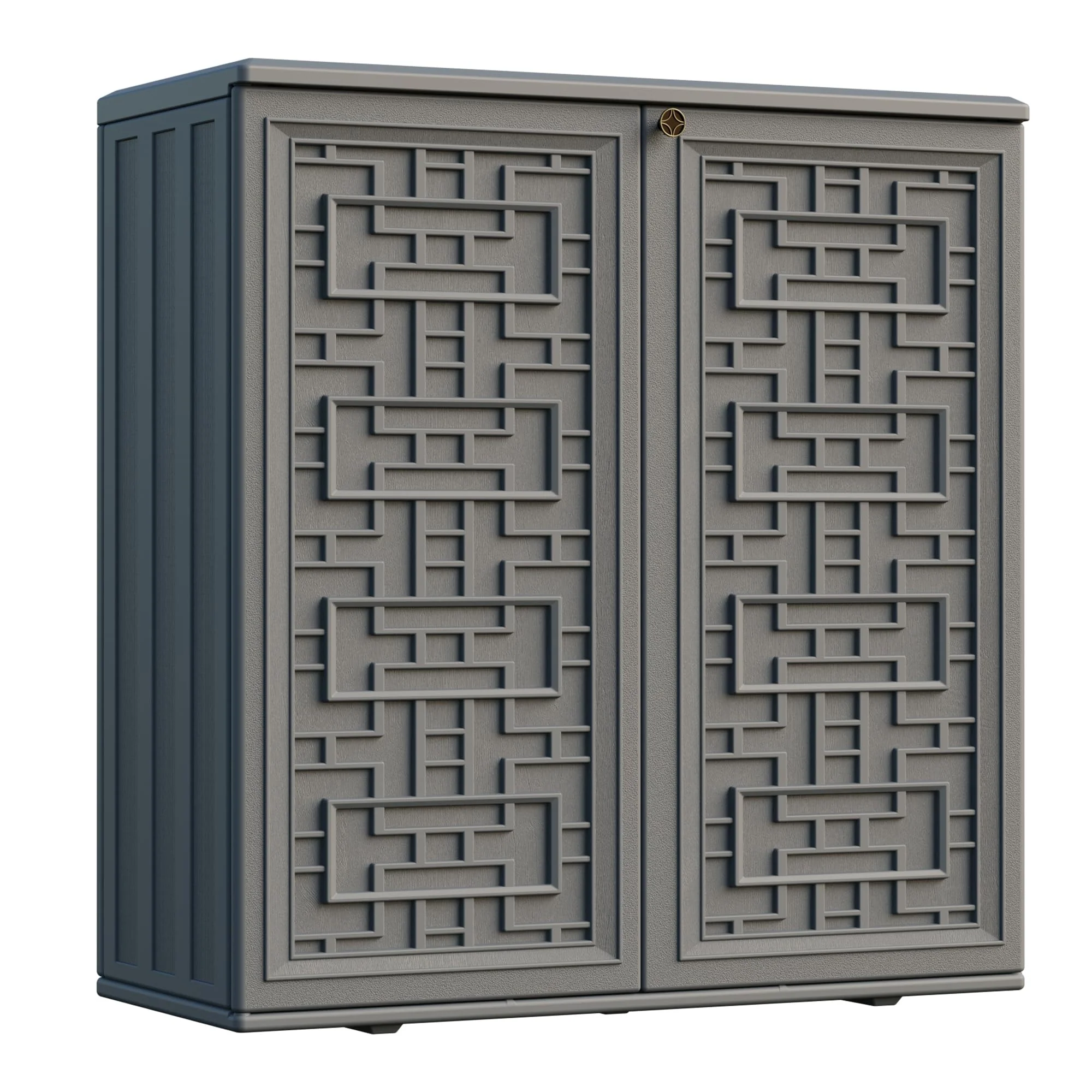 Indoor Outdoor Storage Cabinet Waterproof with Shelf Off White Plastic Outdoor Cabinets