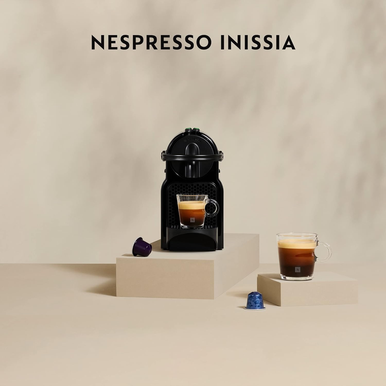 Nespresso Inissia EN80.B, De'Longhi Coffee Machine, Nespresso Capsule System, Water Tank 0.7L, Black