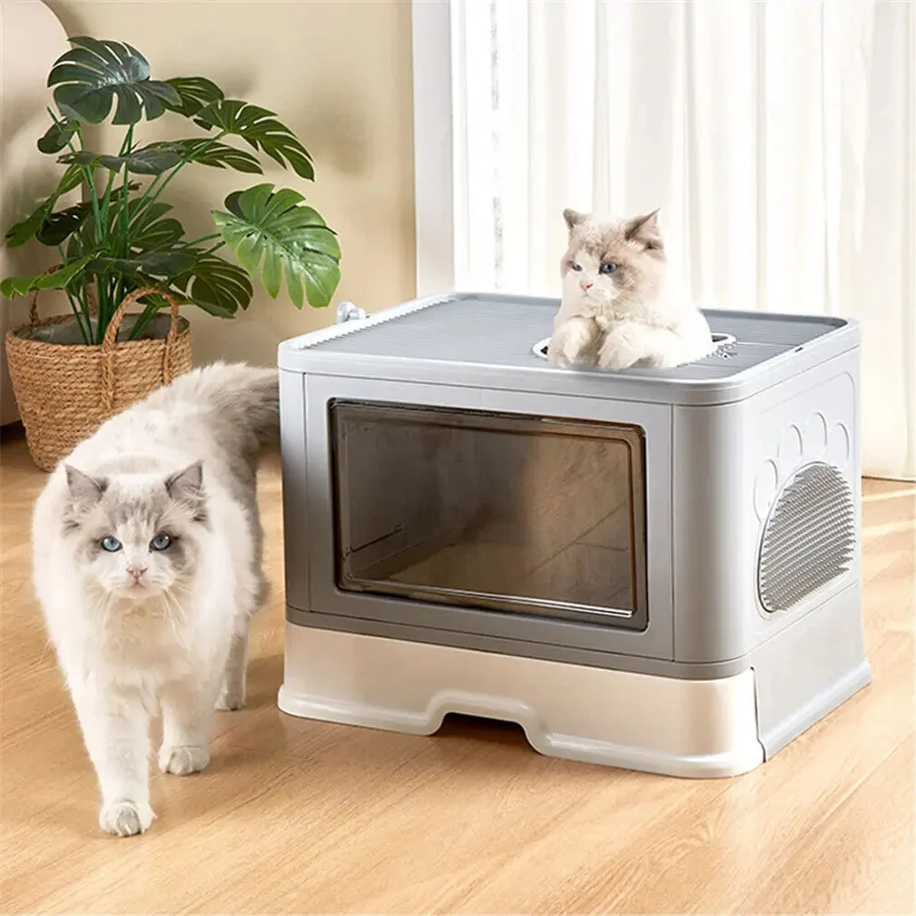 Foldable Cat Litter Box �C Dual-Entry Design, Fully Enclosed & Easy Clean