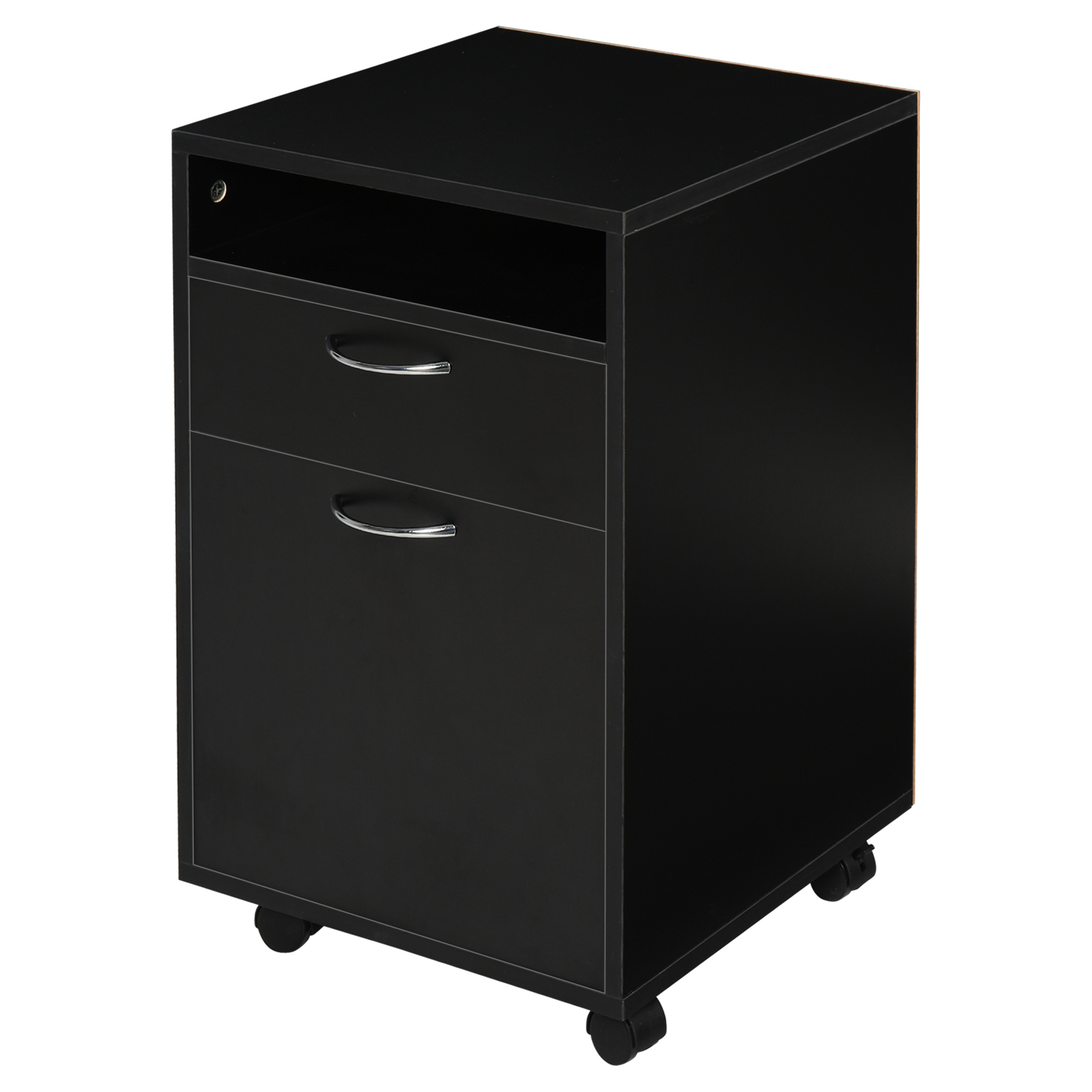 HOMCOM Rollcontainer Schubladencontainer Container, 1 Fach, 1 Regal, 1 Schublade, 40 cm x 3 cm x 60 cm, Schwarz