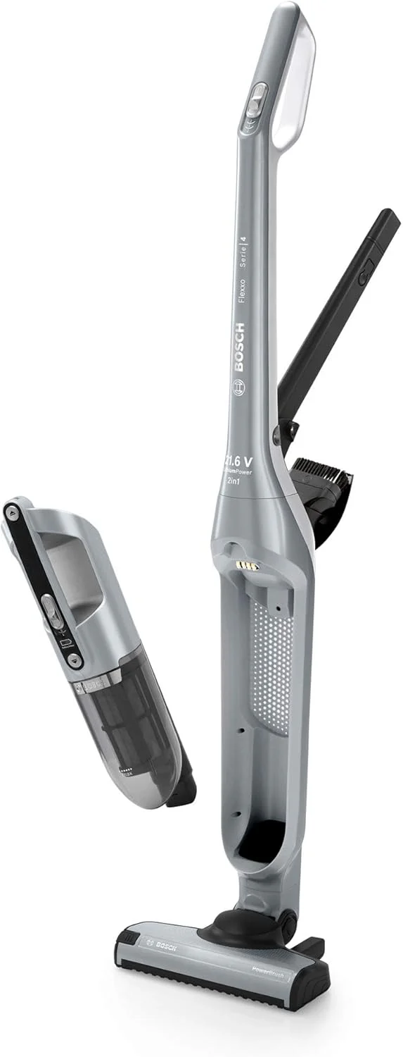 Bosch Accustofzuiger Flexxo 2in1 Serie 4 BBH32101, snoerloze kruimeldief, zakloos, hoge zuigkracht, lange gebruiksduur, korte oplaadtijd, kierenzuiger, alle vloertypen, zwart