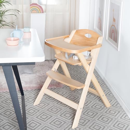 roba Seggiolone per Bambini e Neonati Fold Up Smart   Chiudibile e Poco Ingombrante   Vassoio per Mangiare   con Cinghie Regolabili e Anti ribaltamento   dalla Nascita ai 6 Mesi   Legno Naturale : Prima infanzia