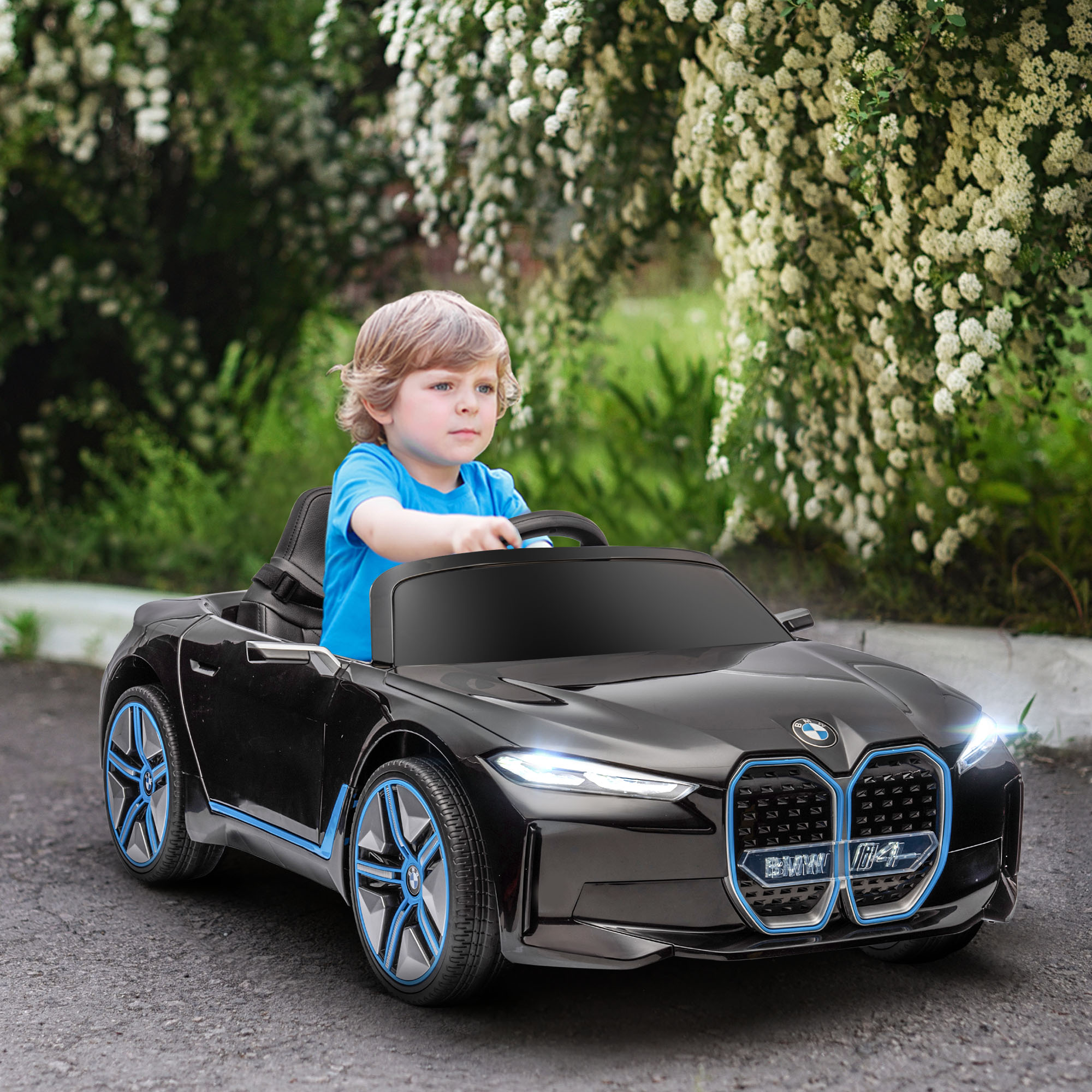 Kinderauto Elektroauto BWM i4 3-5 km/h Afstandsbediening Multimedia-speler Zwart
