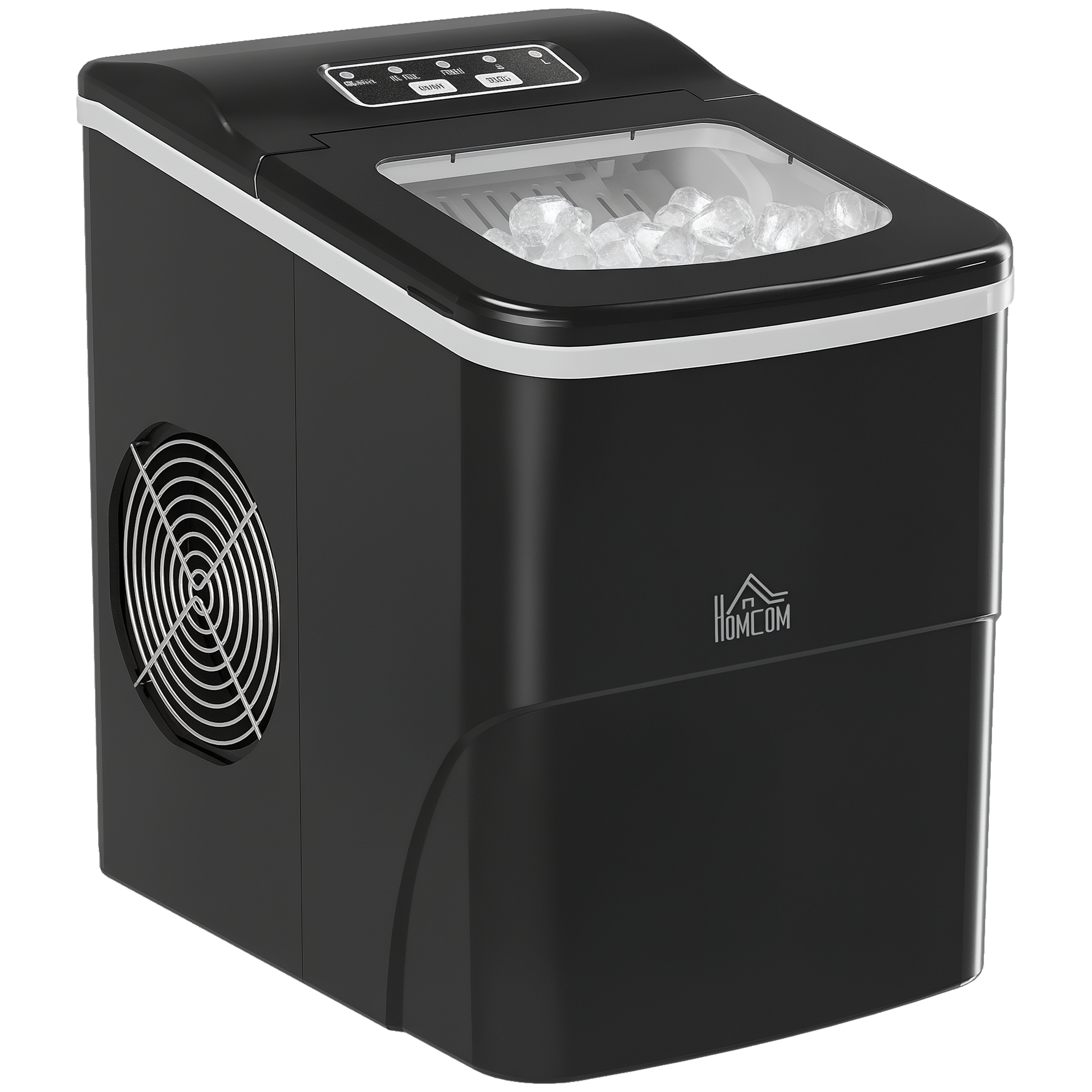 HOMCOM Eiswürfelmaschine 12kg/24h 2L Eiswürfelbereiter mit LED-Display, 2 L Wassertank, 90 W, Schwarz