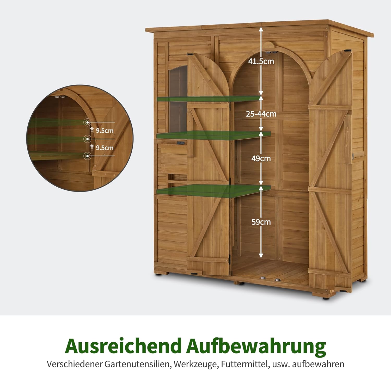 M MCombo casetta da giardino casetta per attrezzi in legno resistente alle intemperie, casetta da giardino da esterno impermeabile walk-in, per area esterna balcone terrazza 73×144×185 cm (natura)