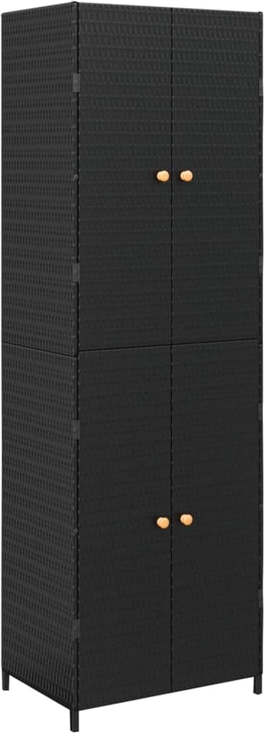 Rattan Garden Cabinet Black PE 59 x 40 x 180 cm Storage Cabinets and Cabinets