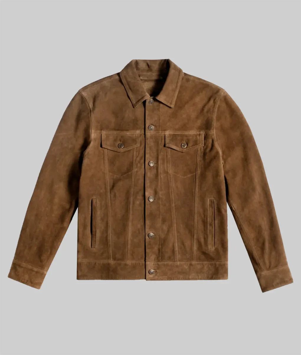 Glen Tan Suede Trucker Jacket