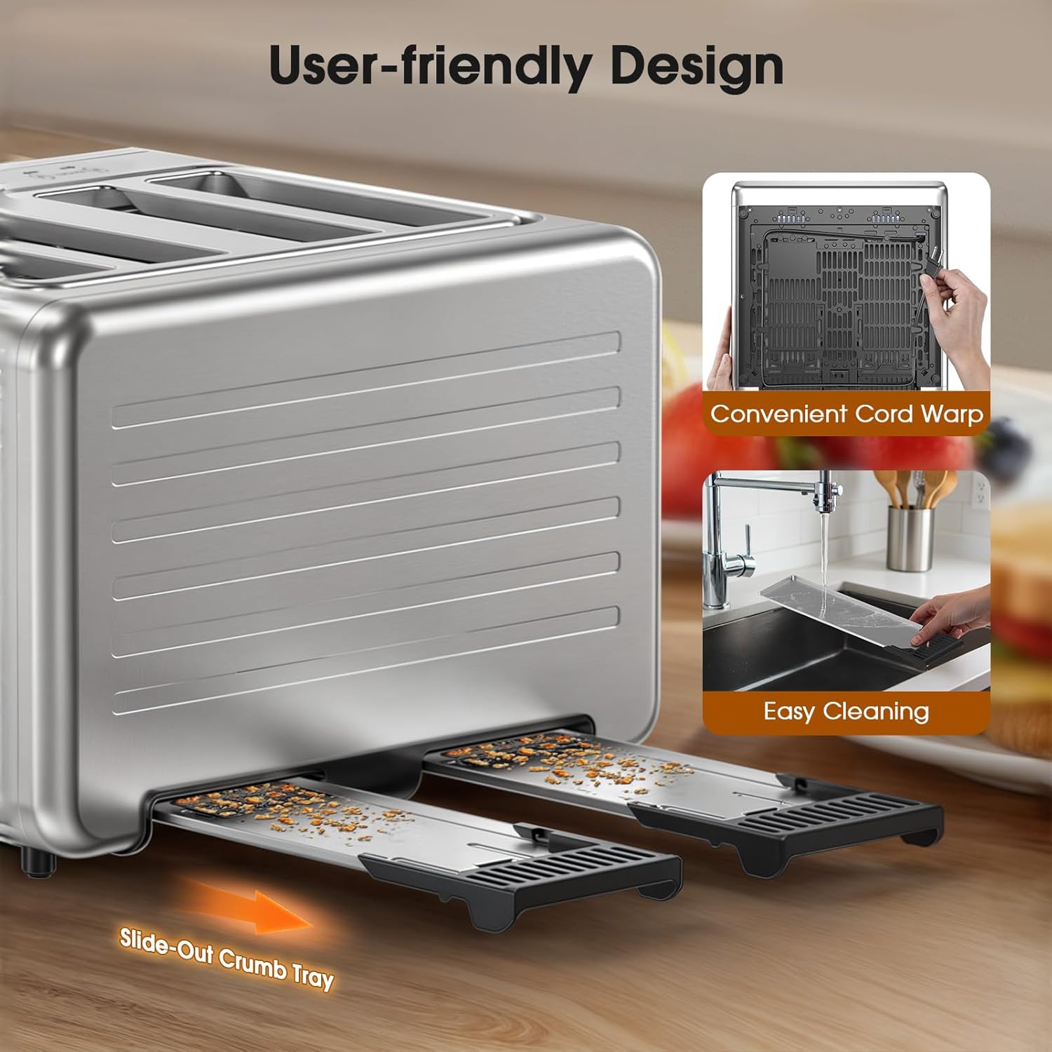 Toaster 4 Slice, Digital Smart Dual Control Touchscreen, Stainless Steel, TAC1001-UL