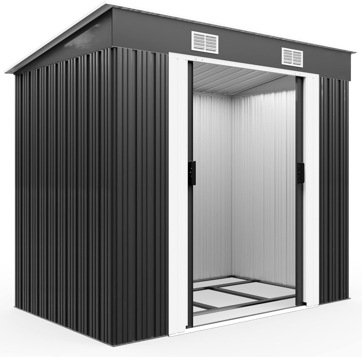 GARDEBRUK® L Metall Gerätehaus 2m² mit Fundament 200x125x185cm Schiebetür Anthrazit Geräteschuppen Gartenhaus 4m³