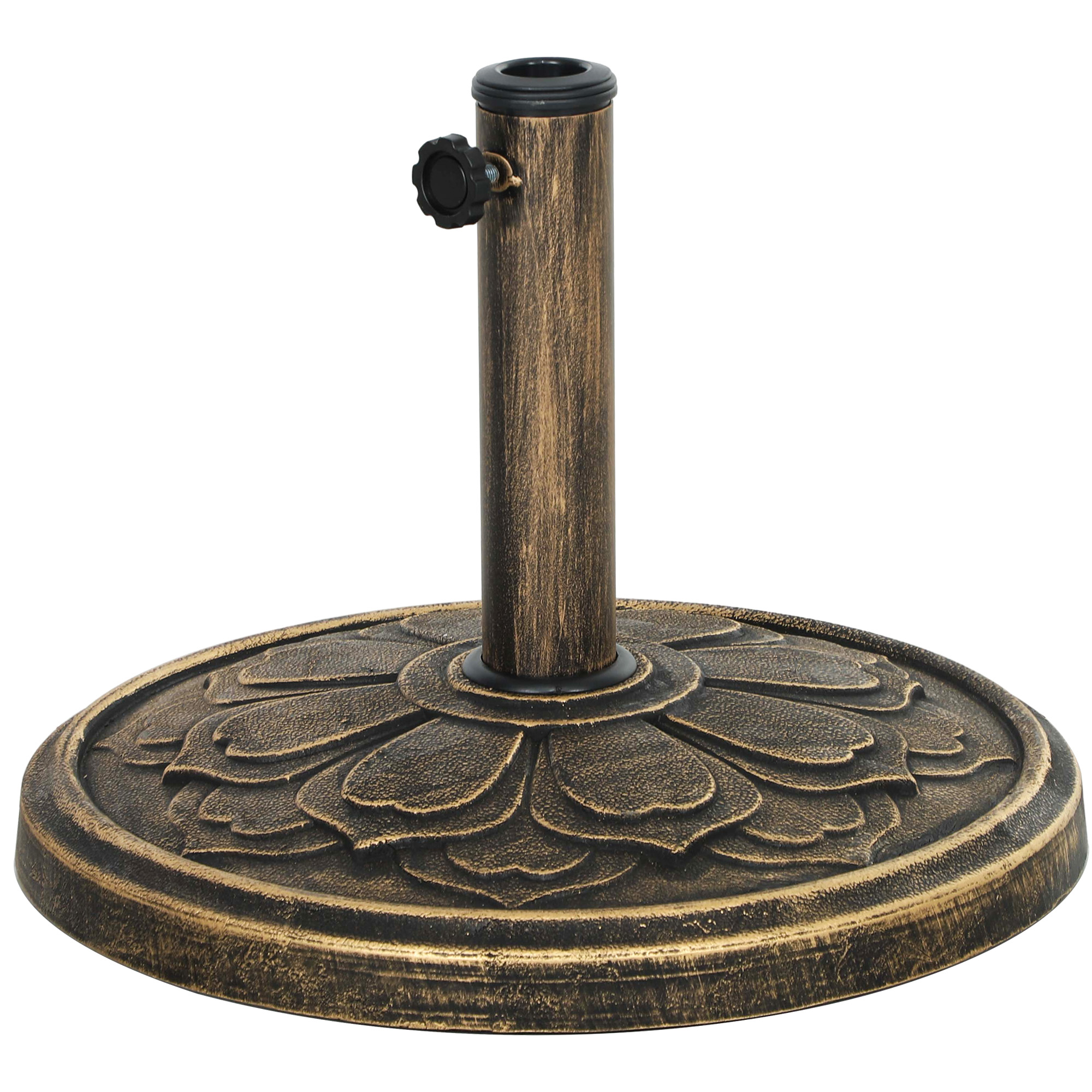 Outsunny Sonnenschirmständer 12 kg mit integrierter Kurbel, aus Resin, Metall und Zement, Ø46x33 cm, Bronze