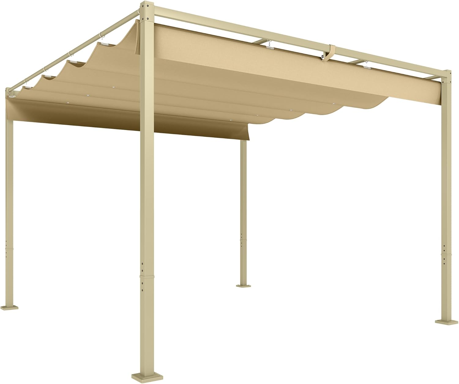 Outsunny Pergola Gazebo 3 x 3 m Pergola with Retractable Heavy Duty Tarpaulin, Metal Frame, Pergola for Garden, Terrace, Balcony, Porch, Patio, Pool and Outdoor, Khaki