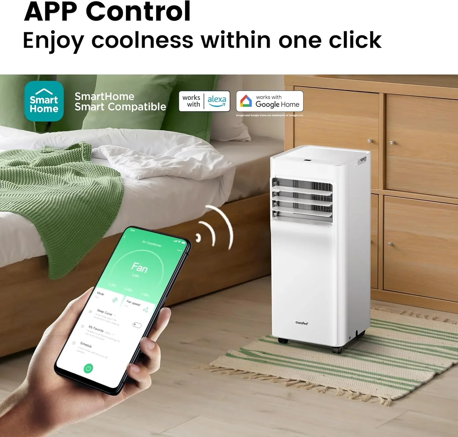Comfee Mobiles Klimagert Easy Cool 2.0, 7000 BTU 2,0kW, K��hlen&Ventilieren&Entfeuchten, Raumgre bis 68m(25�O), APP-Steuerung/Alexa/Google Home/IFTTT, Mobile Klimaanlage mit Abluftschlauch