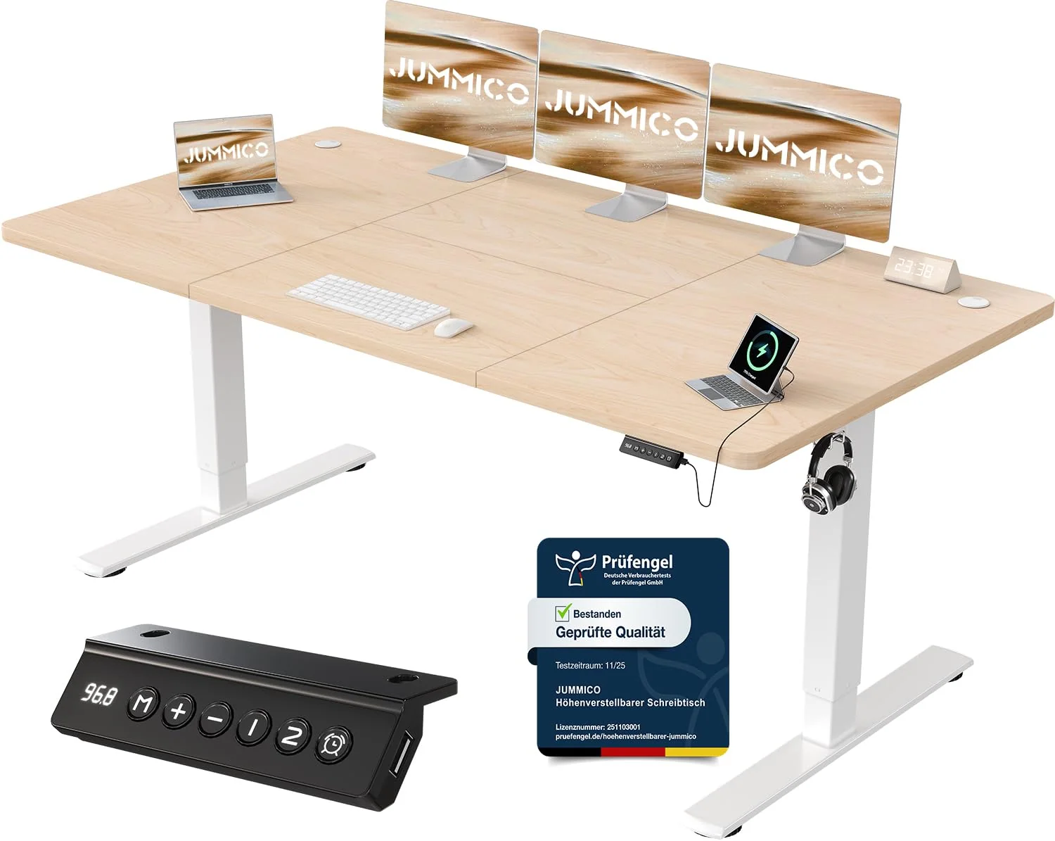 JUMMICO Elektrisch höhenverstellbarer Schreibtisch mit USB-Anschluss