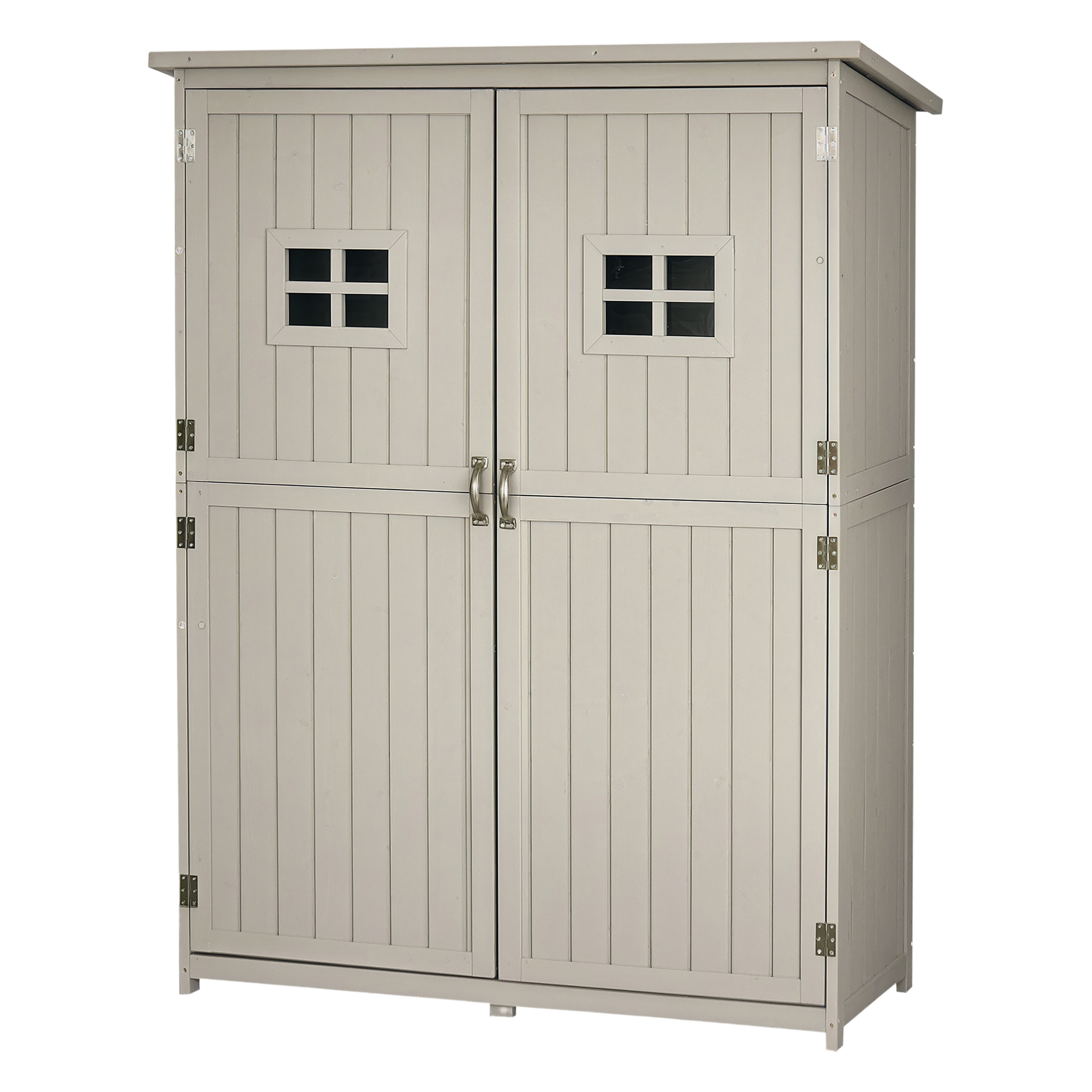 Outsunny Gartenschrank Holz Geräteschuppen Gerätehaus Geräteschrank Pultdach Garten Grau 127,5x50x164cm