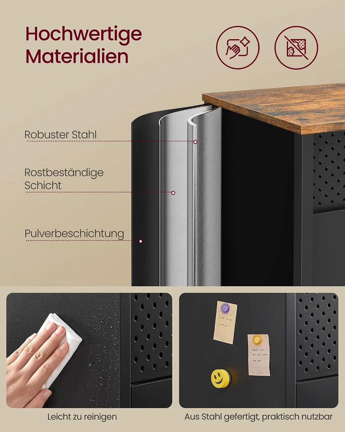 SONGMICS Aufbewahrungsschrank mit verstellbaren Einlegeböden und Metallgestell