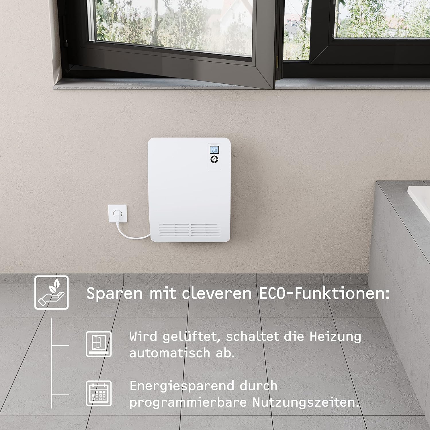 STIEBEL ELTRON Schnellheizer CK 20 Trend LCD für ca. 25 m, TV geprüft, Made in Germany, LC-Display, Wochentimer, Keramik Heizlüfter energiesparend, Bad, 2 kW, 236653